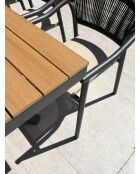 Lot composé d'une table de jardin Lamu en aluminium et plateau polywood aspect bois et 6 fauteuils Sumba gris anthracite - 7 pièces