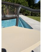 Lot composé d'une table de jardin Lamu en aluminium et plateau polywood aspect bois et 6 fauteuils Sumba gris anthracite - 7 pièces