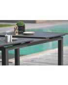 Ensemble table de jardin Miami en aluminium avec rallonge automatique et 4 fauteuils Miami gris anthracite - 5 pièces