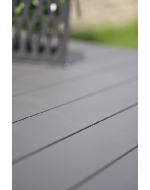 Ensemble table de jardin Miami en aluminium avec rallonge automatique et 4 fauteuils Miami gris anthracite - 5 pièces