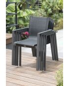 Ensemble table de jardin Miami en aluminium avec rallonge automatique et 4 fauteuils Miami gris anthracite - 5 pièces