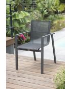 Ensemble table de jardin Miami en aluminium avec rallonge automatique et 4 fauteuils Miami gris anthracite - 5 pièces