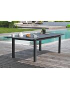Ensemble table de jardin Miami en aluminium avec rallonge automatique et 4 fauteuils Miami gris anthracite - 5 pièces