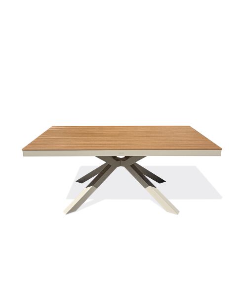 Gartentisch Lamu aus Aluminium und Polywood-Platte in grauer Holzoptik — 180x100 cm