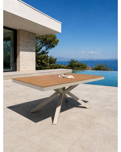 Gartentisch Lamu aus Aluminium und Polywood-Platte in grauer Holzoptik — 180x100 cm