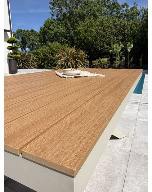 Gartentisch Lamu aus Aluminium und Polywood-Platte in grauer Holzoptik — 180x100 cm