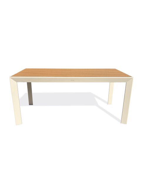 Gartentisch Tonga aus Aluminium und Polywood-Platte in Greige-Holzoptik - 170x80 cm