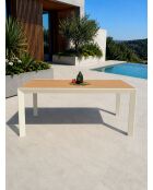 Gartentisch Tonga aus Aluminium und Polywood-Platte in Greige-Holzoptik - 170x80 cm