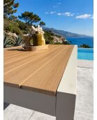 Gartentisch Tonga aus Aluminium und Polywood-Platte in Greige-Holzoptik - 170x80 cm