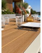 Gartentisch Tonga aus Aluminium und Polywood-Platte in Greige-Holzoptik - 170x80 cm