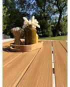 Gartentisch Tonga aus Aluminium und Polywood-Platte in Greige-Holzoptik - 170x80 cm