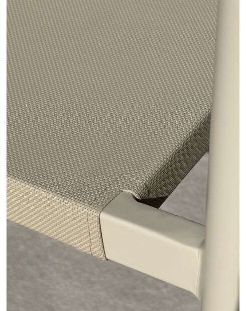 Ensemble table de jardin Lamu en aluminium et plateau polywood aspect bois et 8 fauteuils Sumba grège - 9 pièces