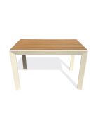 Tonga tuintafel in aluminium en polywood blad in greige houtlook - 120x80 cm