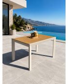 Tonga tuintafel in aluminium en polywood blad in greige houtlook - 120x80 cm