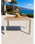 Tonga tuintafel in aluminium en polywood blad in greige houtlook - 120x80 cm