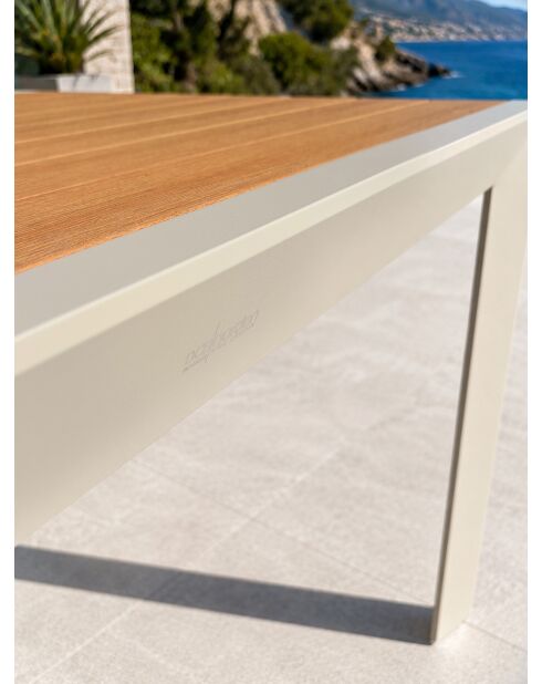 Tonga tuintafel in aluminium en polywood blad in greige houtlook - 120x80 cm