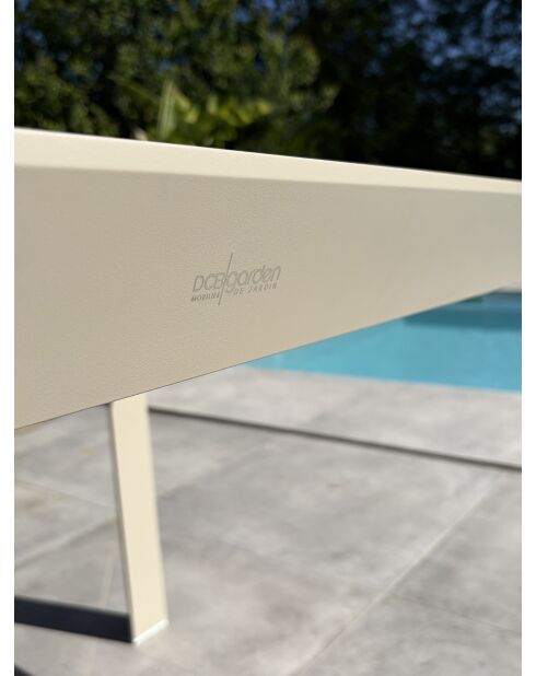 Tonga tuintafel in aluminium en polywood blad in greige houtlook - 120x80 cm