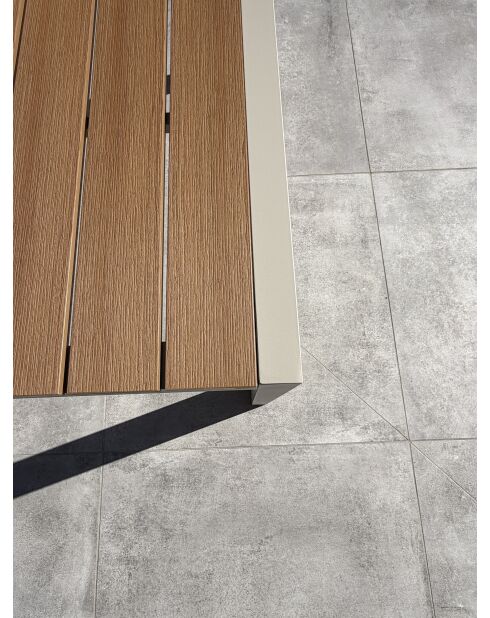 Tonga tuintafel in aluminium en polywood blad in greige houtlook - 120x80 cm