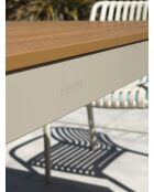 Ensemble table de jardin Lamu en aluminium et plateau polywood aspect bois et 6 fauteuils Tiago sable grège - 7 pièces