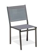 Sedia da giardino impilabile Toledo in alluminio e textilene grigio antracite - 48x56x87 cm