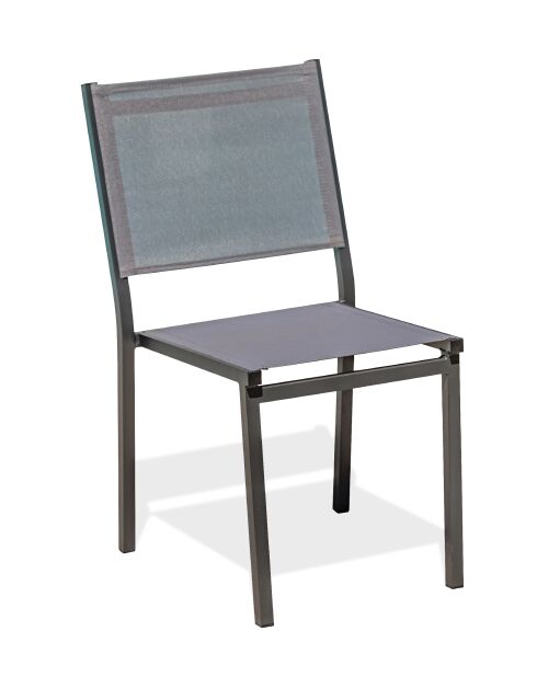 Sedia da giardino impilabile Toledo in alluminio e textilene grigio antracite - 48x56x87 cm