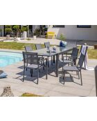 Sedia da giardino impilabile Toledo in alluminio e textilene grigio antracite - 48x56x87 cm