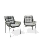 Set aus 2 Gartenstühlen Elba aus Aluminium und weißem gewebtem Harz - 63x73x88 cm