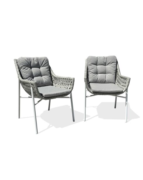 Set aus 2 Gartenstühlen Elba aus Aluminium und weißem gewebtem Harz - 63x73x88 cm