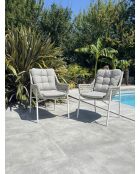 Set aus 2 Gartenstühlen Elba aus Aluminium und weißem gewebtem Harz - 63x73x88 cm