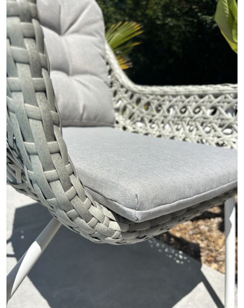 Set aus 2 Gartenstühlen Elba aus Aluminium und weißem gewebtem Harz - 63x73x88 cm