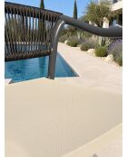 Ensemble repas d'une table de jardin Tonga en aluminium et plateau polywood aspect bois et 4 fauteuils Sumba gris anthracite - 5 pièces
