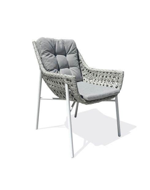 Elba tuinfauteuil in aluminium en wit geweven hars - 63x73x88 cm