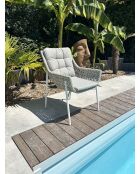 Elba tuinfauteuil in aluminium en wit geweven hars - 63x73x88 cm