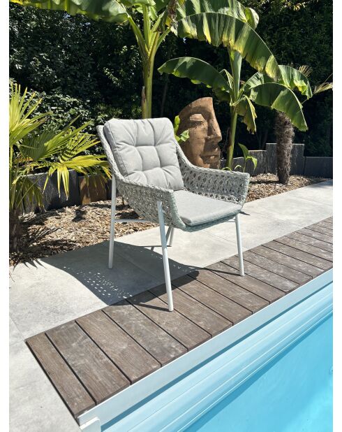 Elba tuinfauteuil in aluminium en wit geweven hars - 63x73x88 cm