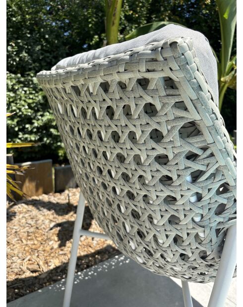Elba tuinfauteuil in aluminium en wit geweven hars - 63x73x88 cm