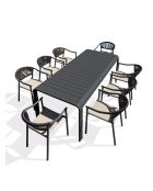 Ensemble table de jardin Hanoi en aluminium et 8 fauteuils Sumba gris anthracite - 9 pièces