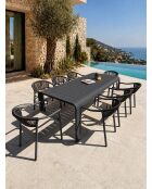 Ensemble table de jardin Hanoi en aluminium et 8 fauteuils Sumba gris anthracite - 9 pièces