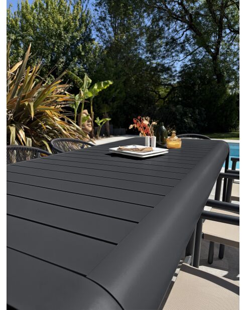 Ensemble table de jardin Hanoi en aluminium et 8 fauteuils Sumba gris anthracite - 9 pièces