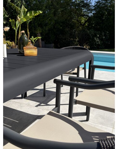 Ensemble table de jardin Hanoi en aluminium et 8 fauteuils Sumba gris anthracite - 9 pièces