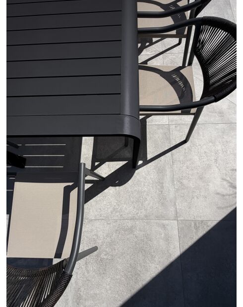 Ensemble table de jardin Hanoi en aluminium et 8 fauteuils Sumba gris anthracite - 9 pièces