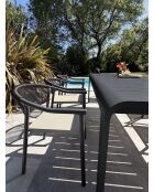 Ensemble table de jardin Hanoi en aluminium et 8 fauteuils Sumba gris anthracite - 9 pièces