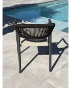 Ensemble table de jardin Hanoi en aluminium et 8 fauteuils Sumba gris anthracite - 9 pièces