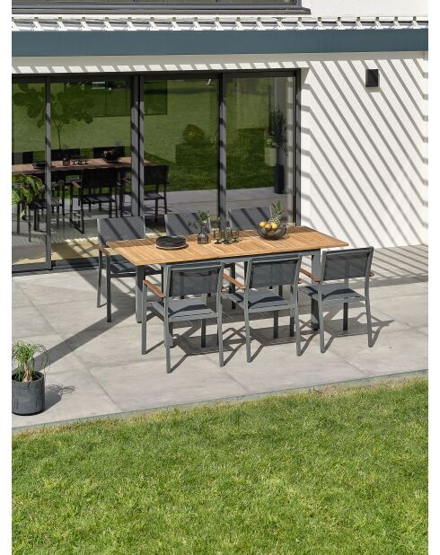 Ensemble repas de jardin Orsino 6 places gris anthracite