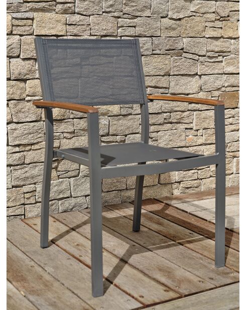 Ensemble repas de jardin Orsino 6 places gris anthracite