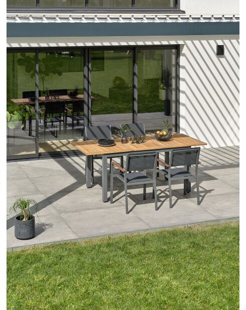 Ensemble repas de jardin Orsino 4 places gris anthracite