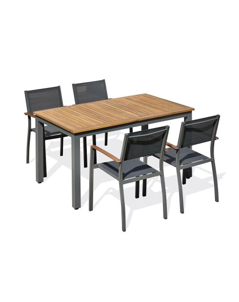 Ensemble repas de jardin Orsino 4 places gris anthracite
