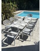 Ensemble repas de jardin Abella 8 places blanc/gris