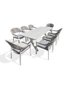 Ensemble repas de jardin Abella 8 places blanc/gris
