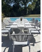 Ensemble repas de jardin Abella 8 places blanc/gris