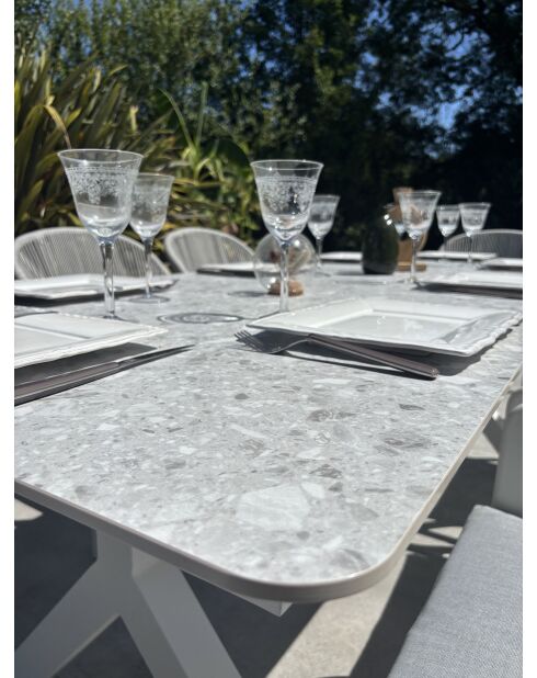 Ensemble repas de jardin Abella 8 places blanc/gris